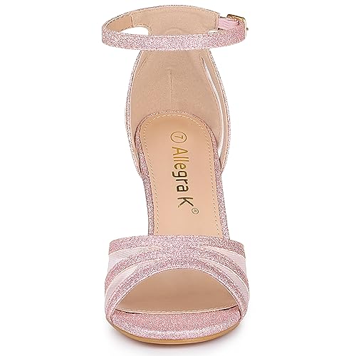 Allegra K Women's Glitter Ankle Strap Stiletto Heels Sandals2