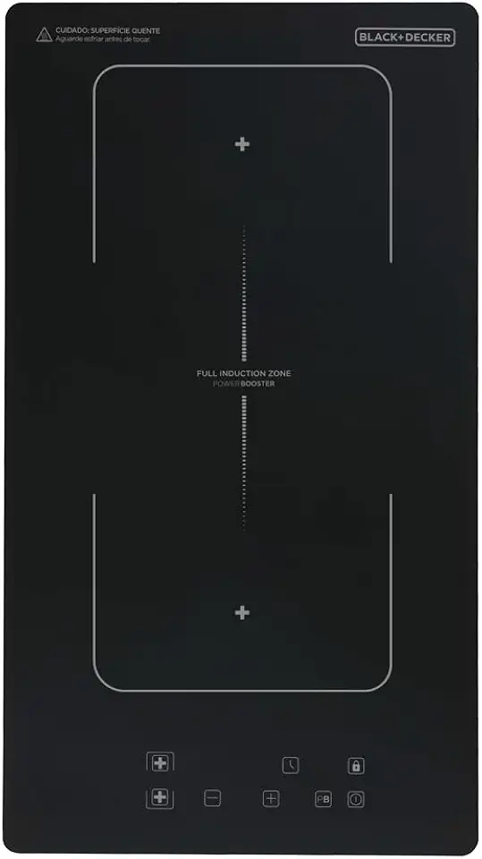 BLACK+DECKER Cooktop de Indução 2 Bocas Full Zone e Função Power Booster - Zona de Indução Expandida, Display Digital, Tampo em Vidro Cerâmico e Trava de Segurança 220V 3500W