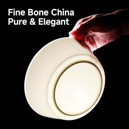 Image of KINGSTONE 12-Piece Bone China Dinnerware Sets, White | Lightweight Plates & Bowls Set | Straight Rim Bowl Dinner Set | Scratch Resistant | Microwave & Dishwasher Safe | Serves 4