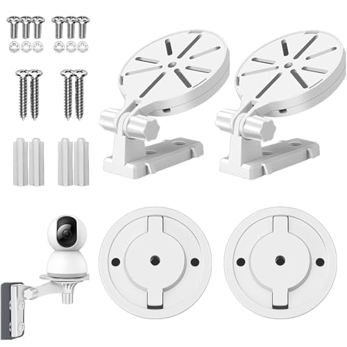 Aiyraa 2 Stück Kamera Wandhalterung Halterung, Universelle Kamera Halterung für Reolink, Tp-Link Tapo C200/C210/C220/C225/TC70, Kasa EC70/KC410S – Einstellbare 180° Drehbare Decken/Wandhalterung