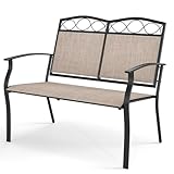 GOPLUS Banco de Exterior para Fijar con Cómodo Asiento, Jardín y Terraza