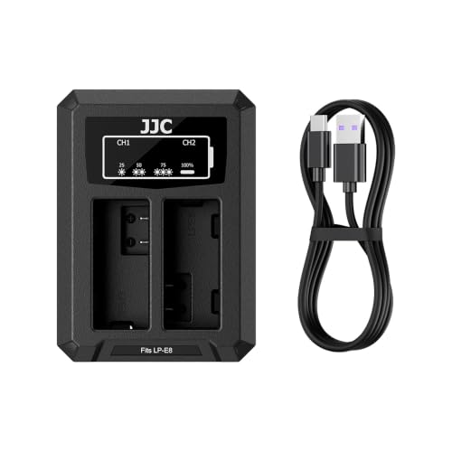 Image of JJC LP-E8 Battery Charger for Canon EOS Rebel T5i T4i T3i T2i Kiss X7i X6i | for Canon 550D 600D 650D 700D Kiss X4 X5 X6 (NOT for X7 T2 T3 T4 T5) Cameras, with Overheat & Overcharge Protection