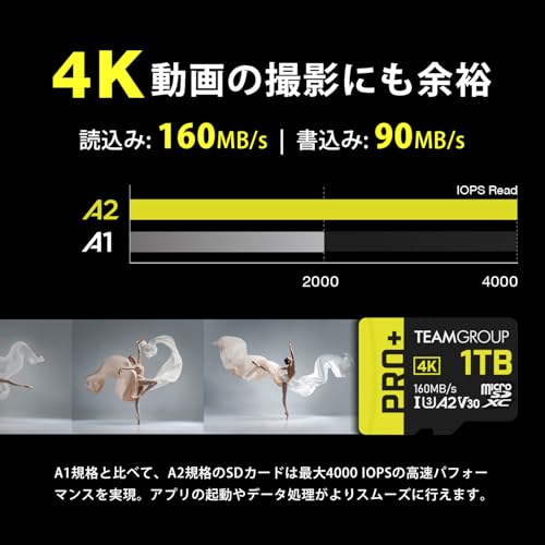 TEAMGROUP microSDカード 256GB PRO+ TPPMSDX256GIA2V3003