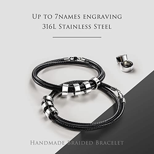 Personalized Bracelets For Men, Braided Custom Friendship Bracelets With 1-7 Engraved Names Beads, Father's Day Gifts, Graduation Gifts #TOP2