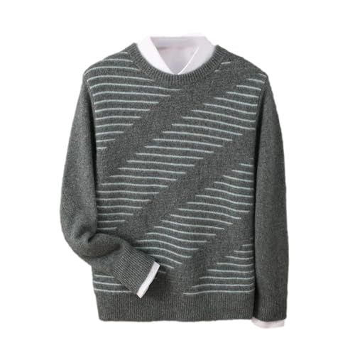 Men's Solid O-Neck Merino Wool Sweater Pullover Casual Long Sleeve Cashmere Thick Top