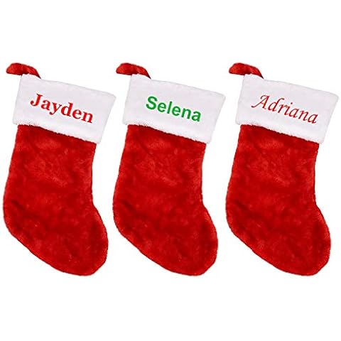 DSGN BY DNA Personalized Custom Embroidered Christmas Xmas Plush Stocking 16 Inches Cover