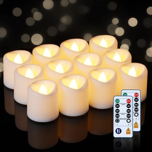 Image of 5plots 24-Pack 400+Hours Remote Control Candles, Votive Candles with 2 /4 /6 /8H Timer, Battery Operated Tealights for Party, Table Centerpiece, Home Decor, Halloween, Thanksgiving, Christmas