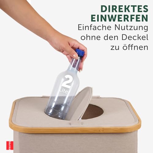 Blumtal Pflandflaschen Sammelbehälter 100L - Bambus Pfandflaschen Organizer mit Pfandflaschen Tasche - Pfandflaschen Behälter - Leergut… – Ansicht 3