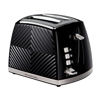 Russell Hobbs Groove 2 Slice toaster, RHT722BLK, Textured Design, 3 Functions, 6 Shade Settings, Extra Wide Slots, Black