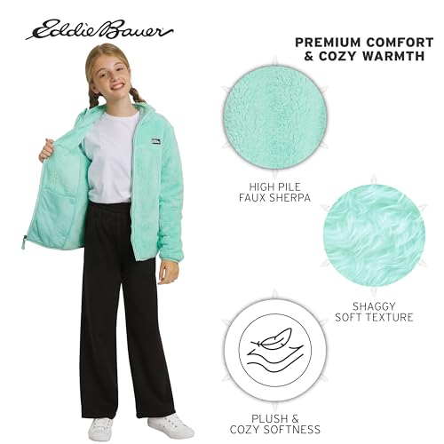 Image of Eddie Bauer Girls' Quest Plush High Pile Faux Sherpa Hooded Jacket