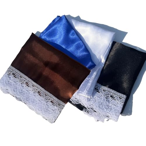 Lap Scarf Handkerchief Silk Lap Scarf Scarves Covers Cloths with Lace for Ladies Women Church3
