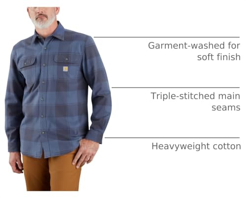 Image of Carhartt Men's Loose Fit Heavyweight Flannel Long-Sleeve Plaid Shirt