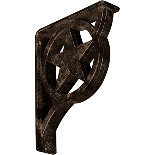 Ekena Millwork BKTM02X07X10TAUAPG Metal Bracket, 2" W x 7 1/2" D x 10" H, Antiqued Pale Gold