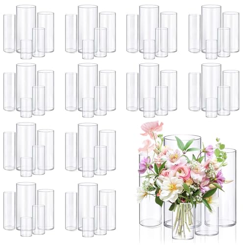 60pcs Glass Vase Cylinder Vases for Centerpieces Small Flower Glass