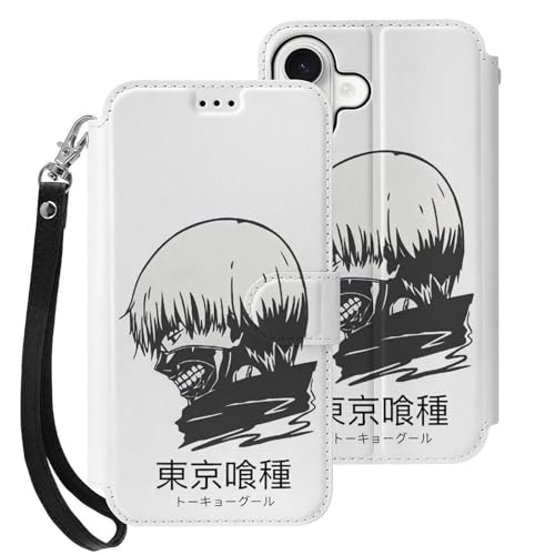 iPhone17用ケース 手帳型 東京喰種 トーキョーグール 金木研 スマホケース ストラップ付き 財布型 アイフォン17用ケース おしゃれ 軽量 背面 携帯カバー カード収納 スタンド機能 PUレザー 耐衝撃