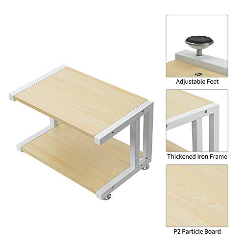 OROPY 2 Tier Printer Stand Desktop, Multi-Purpose Desk Organizer Shelves for Fax Machine, Scanner, Files, Books with Adjustable Anti-Skid Feet Wood Color - Thumbnail 6