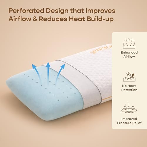 Image of SleepyCat Orthopaedic Memory Foam Pillow for Better Shoulder and Neck Support, 1 Piece (Small Size, 22x14x4 inches, White, Bamboo Fabric)
