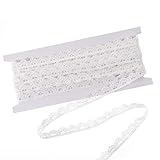 Spitzenband Weiß, 1,2 cm × 4,5 m Gehäkelte Spitzenborte Vintage Schleifenband Häkelspitze Dekoband für DIY-Nähen, Basteln, Geschenkverpackungen, Scrapbooking, Hochzeit Tischdeko Dekoration