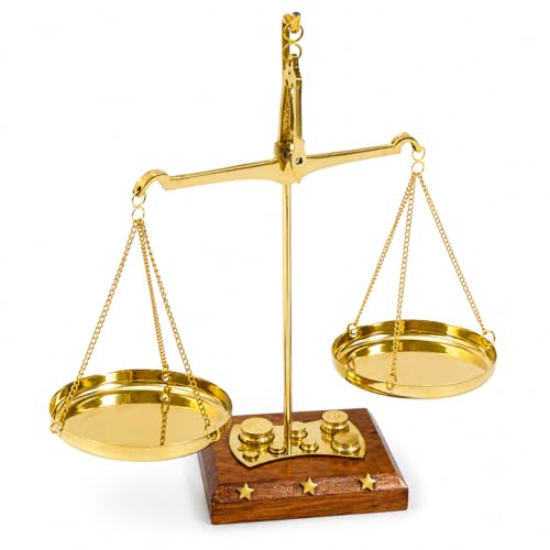 Báscula de Balanzas de Latón con Base de Madera 2.5x3x8 pulgadas miniatura 1