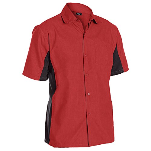 Utility Work Shirt with Button Front and Vent Side Panels (L, Red)