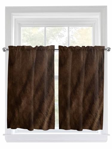 Lsrtoss 2 Panel Kitchen Curtains for Windows, Rustic Wood Bathroom
