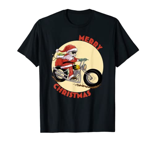 Divertido diseño de Navidad de Santa para ciclistas que entregan regalos Camiseta