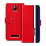 UOGNADGD Lederhülle Kompatibel mit Lenovo A1000 Klappbares Portemonnaie-Hülle mit Magnetverschluss Ständer & Kartenfächern stoßfestem Schutz (Rot)