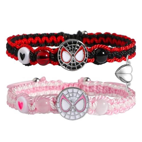 CLOORDE Matching Spider Bracelets for Couples Best Friends Spider Friendship Bracelets for 2 Adjustable Handmade Braided Brace-lets Matching Couples BFF Jewelry Gifts for GF BF