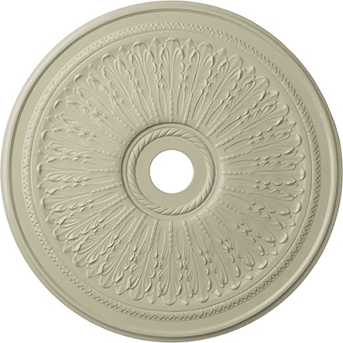 29 1/8"OD x 3 5/8"ID x 1"P Oak leaf Ceiling Medallion (Fits Canopies up to 6 1/4"), Hand-Painted Clear Yellow