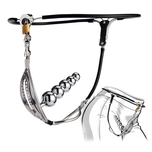 Keuschheitsgürtel für Damen, Female Chastity Belt for Women Keuschheitsgürtel Frau mit Butt Plug Keuchheitsgüŕtel für Frauen Metall mit 5 Anal Beads Dildo Slip Fetisch Bondage Sexspielzeug für Frauen