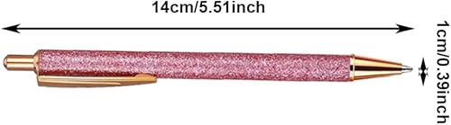 Vista 2 de Bolígrafo de punta media de 0.039 pulgadas con lentejuelas y purpurina de cristal, bolígrafos de metal retráctiles para la escuela, oficina, Pink