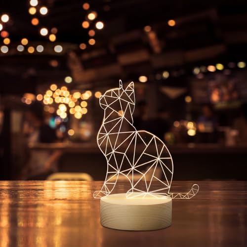 Lámpara de Mesa Decorativa LED 3D Gato Para Dormitorio miniatura 7