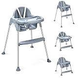LIVINGbasics 2-in-1 Convertible Baby High Chair with Removable Tray for Babies & Toddlers, PP and Steel, Dark Gray, 6-36 Months