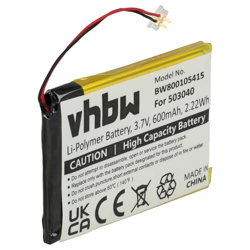 vhbw - vhbw 1x Akku kompatibel mit Samsung YP-K5, YP-K5J MP3-Player Musik Player (600 mAh, 3,7 V, Li-Ion) - Ersatz für 503040
