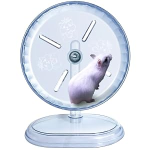 lazYYzal Silent Hamster Wheel, Super-Silent Hamster Exercise Wheels Accessories, Quiet Running Wheels, Adjustable Stand for Hamsters Mice Or Other Small Animals (White, Ф 7 inch)
