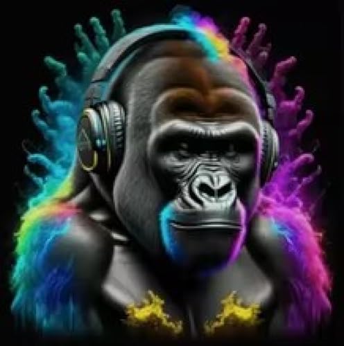 Toile singe écouteurs pour réveiller un mur blanc de chambre