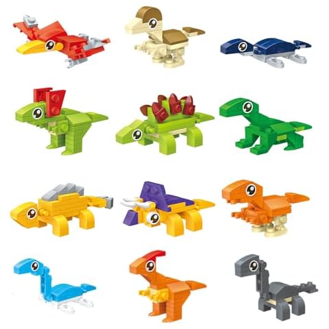 GearRoot Dinosaur Party Favors for Kids, Dinosaur Building Blocks, Assorted Mini Animals Building Blocks Sets for Goodie Bags Fillers, Prizes, Birthday Easter Gift Cover