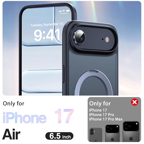 Coque pour iPhone 17 Air Magnétique DASFOND avec Anneau MagSafe Invisible Noir