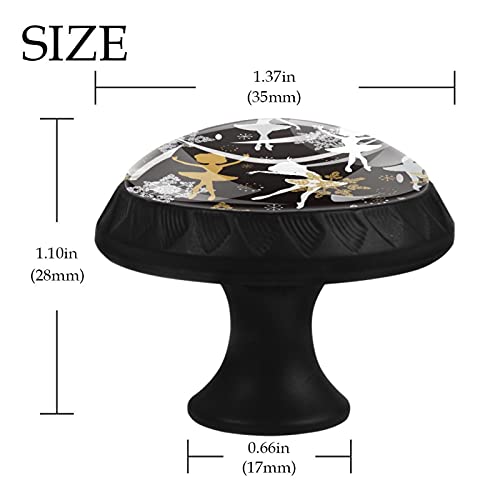 Boutons de tiroir ronds ballerines et flocons 35mm pour commode de crèche x12