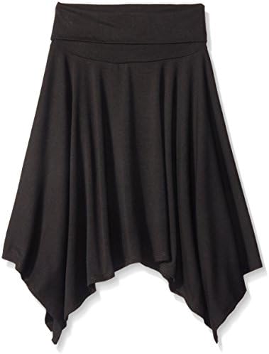 Amy Byer girls Knit Foldover Waistband Skirt With Hanky Hem,Black,Medium