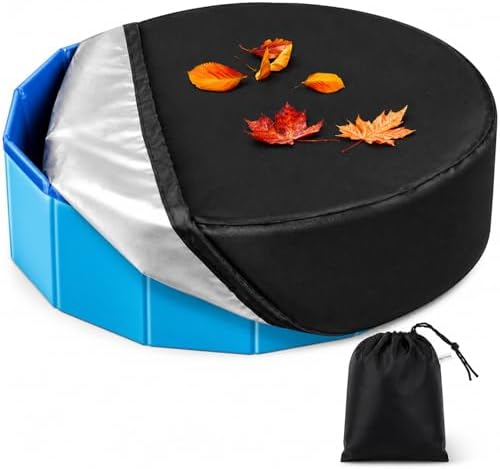 Rypet Dog Pool Cover Foldable Round Pool Pet Collapsible Swimming Pool Cover Kiddie Pool Cover Portable Pool Accessories for Dog Kiddie Pool Bathing Tub