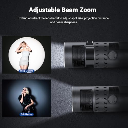 Image of NEEWER BASICS 20W RGB Photography Flashlight with 4 Colors /20 Gobo Filters, Built in 49.95Wh Battery, 6300K CRI95+ Portable LED Spotlight Ambient Sunset Light for Video Recording Studio Lighting, FL20