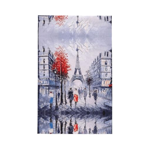 KAPPTYY Paris City Tree - Toallas de cocina con estampado artístico de la Torre Eiffel, secado rápido, superabsorbentes, toallas de limpieza multiusos, regalo