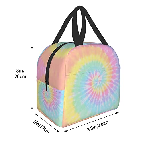Kbbmfeu Tie Dye Lunch Box Pastel Rainbow Spiral Lunch Bag For Girls Kids Teen Women Insulated Cooler Teto Bags For School School Picnic #TOP2