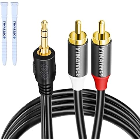YIMATEECO RCA to 3.5mm Audio Cable, 3.5mm Stereo Jack to 2 RCA Phono Y Splitter, Durable Shielded Auxiliary Cord Adapter for Hi-Fi Amplifier Speaker Car DJ Controller(1M/3.3FT, 3.5mm to 2RCA) Cover