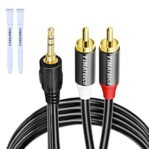 RCA to 3.5mm Audio Cable, 3.5mm Stereo Jack to 2 RCA Phono Y Splitter, Durable Shielded Auxiliary Cord Adapter for Hi-Fi Amplifier Speaker Car DJ Controller1M/3.3FT, Aux to 2RCA