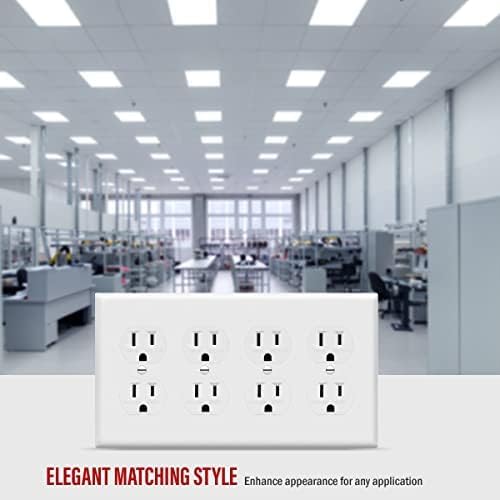 Miniatura 5 de ENERLITES Tomas de receptáculo dúplex, resistentes a manipulaciones, grado comercial, 15 A 125 V, autoconexión a tierra, 2 polos, 3 cables, 5-15R,