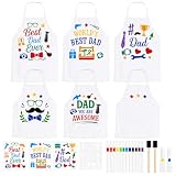 Cinrobiye 6PCS DIY Apron Gift for Dad, Funny BBQ Grill Apron Craft Kit, Personalized Cooking Apron Set for Father, Grandpa & Husband, Creative Handmade Gift for Father’s Day & Family Activity