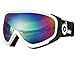 Odoland Ski Goggles for Adult Man & Woman– UV400 Protection and Anti-Fog – Double Grey Spherical Lens for Sunny and Cloudy Days (White)