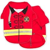 Parisian Pet Disfraz de bombero para perro, disfraz de bombero de Halloween, camisa de bombero para mascotas, camisa de bomberos para perro, camiseta de Halloween, camiseta con mangas para perros